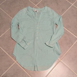 Old Navy Tunic Blouse Women's M Blue Vneck Long Sleeve